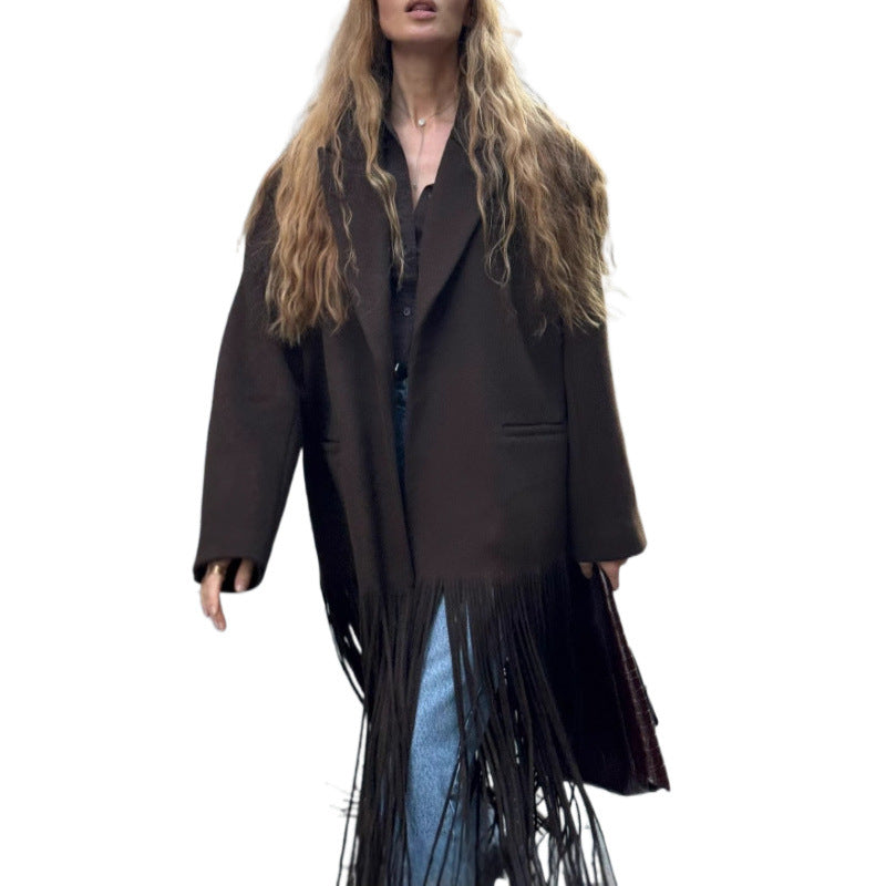 Damen Oversized Fransenjacke EB