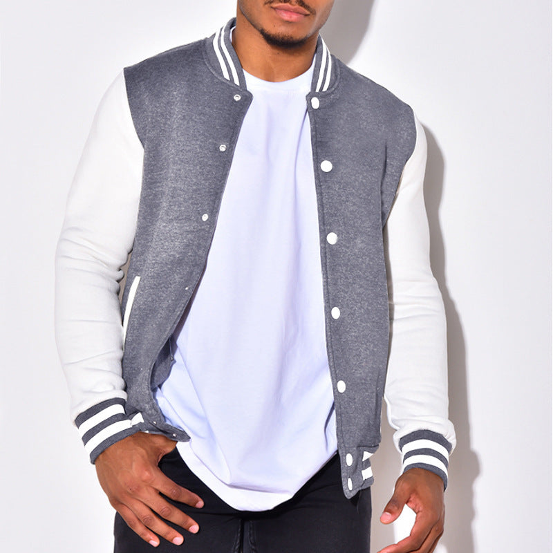 Herren Collegejacke mit kontrastierenden Ärmeln und Druckknopfverschlüssen EB
