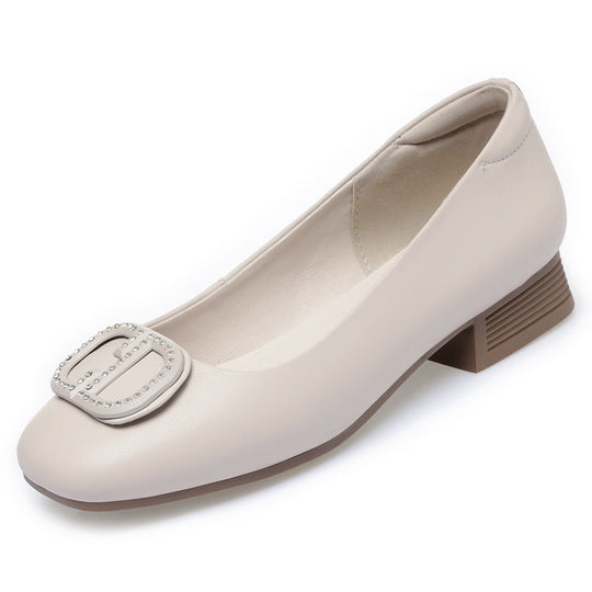 Damen Elegante Ballerinas mit modischem Strassdetail und komfortablem Blockabsatz EB