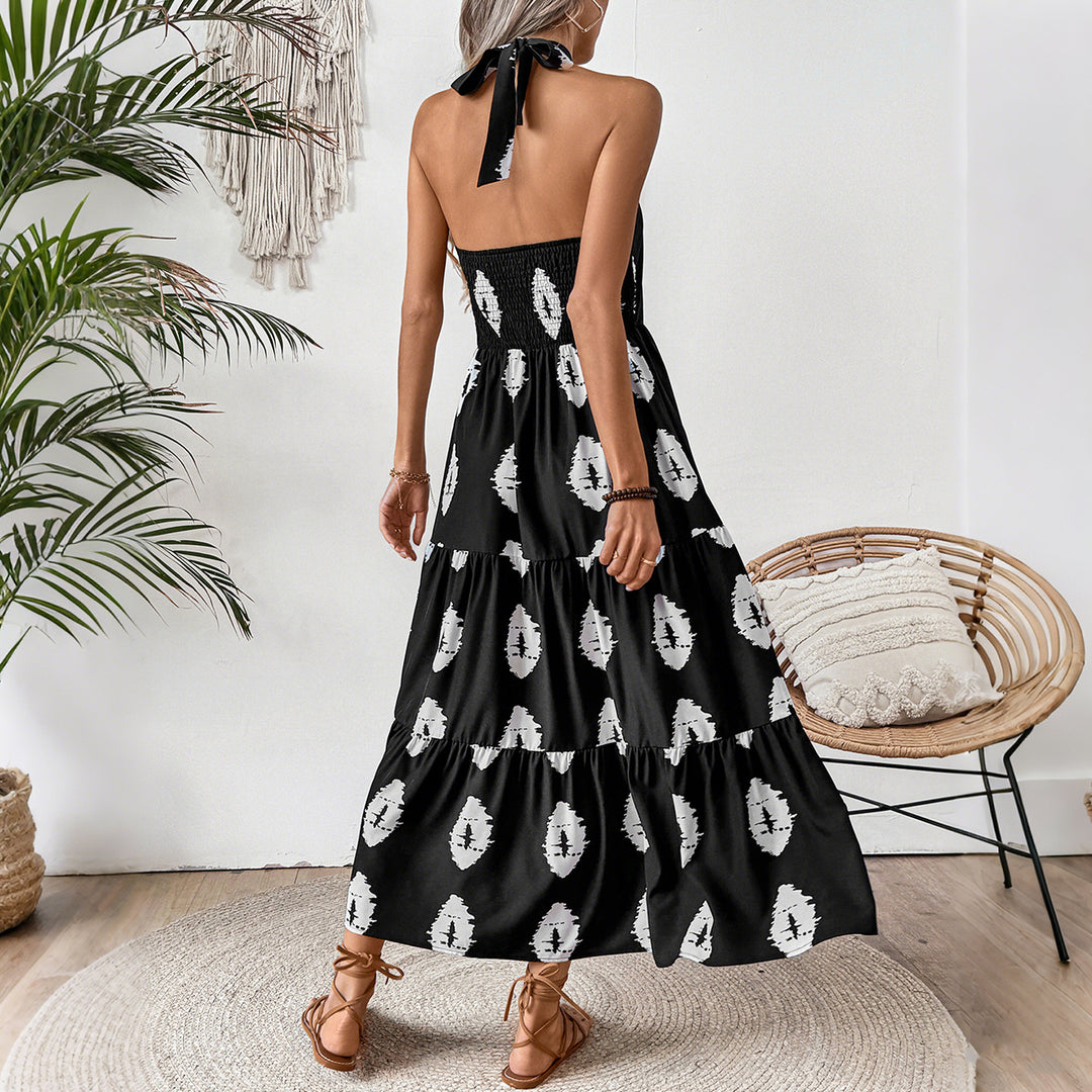 Damen Boho Maxikleid mit asymmetrischen Trägern EB