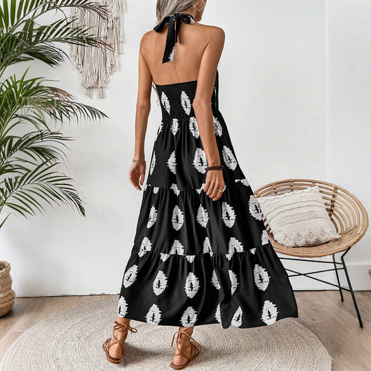 Damen Boho Maxikleid mit asymmetrischen Trägern EB