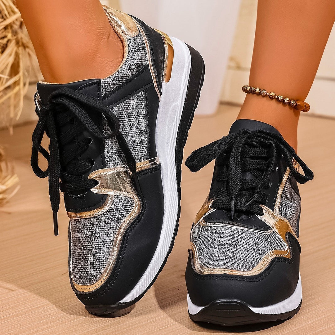 Damen Sportliche Sneakers mit schimmernden Akzenten und atmungsaktivem Obermaterial EB