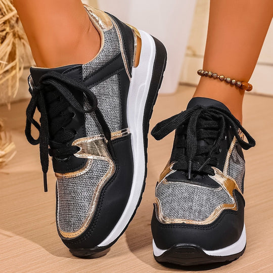 Damen Sportliche Sneakers mit schimmernden Akzenten und atmungsaktivem Obermaterial EB