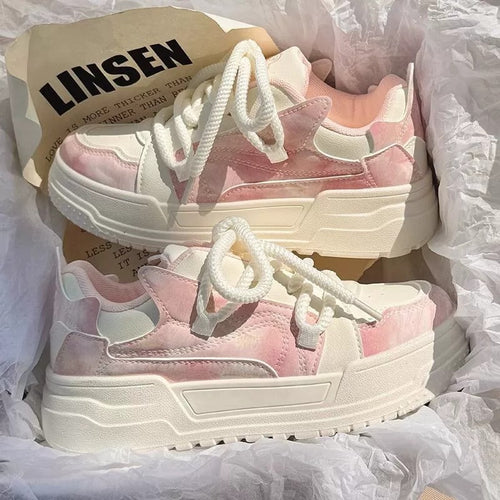 Damen modische Sneaker mit innovativem Plateau-Design und atmungsaktiver Obermaterial-Hybridstruktur EB