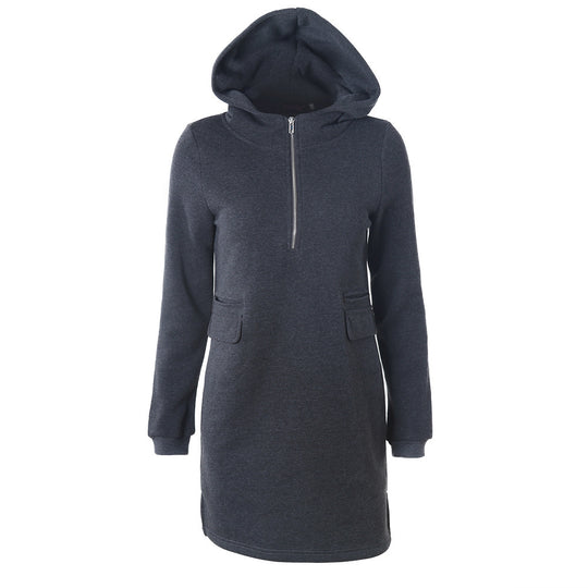 Damen Sweatshirtkleid mit Kapuze und Reißverschluss EB