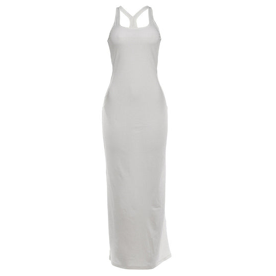 Damen figurbetontes Maxikleid mit Cross-Back-Trägern und elegantem Schnitt EB