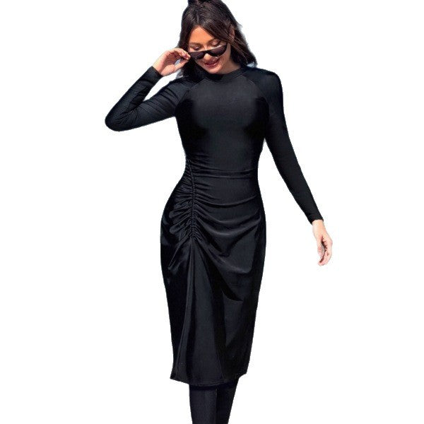 Damen Eleganter Langarm-Badeanzug mit figurbetonendem Design EB