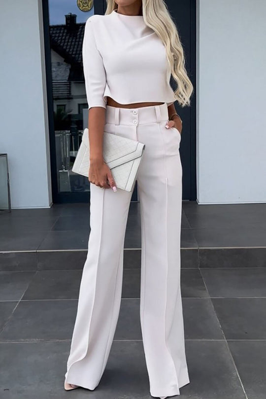 EB | Ärmel Pullover Weitbeinige Hosen Geschäftliche Freizeit Outfits Satz