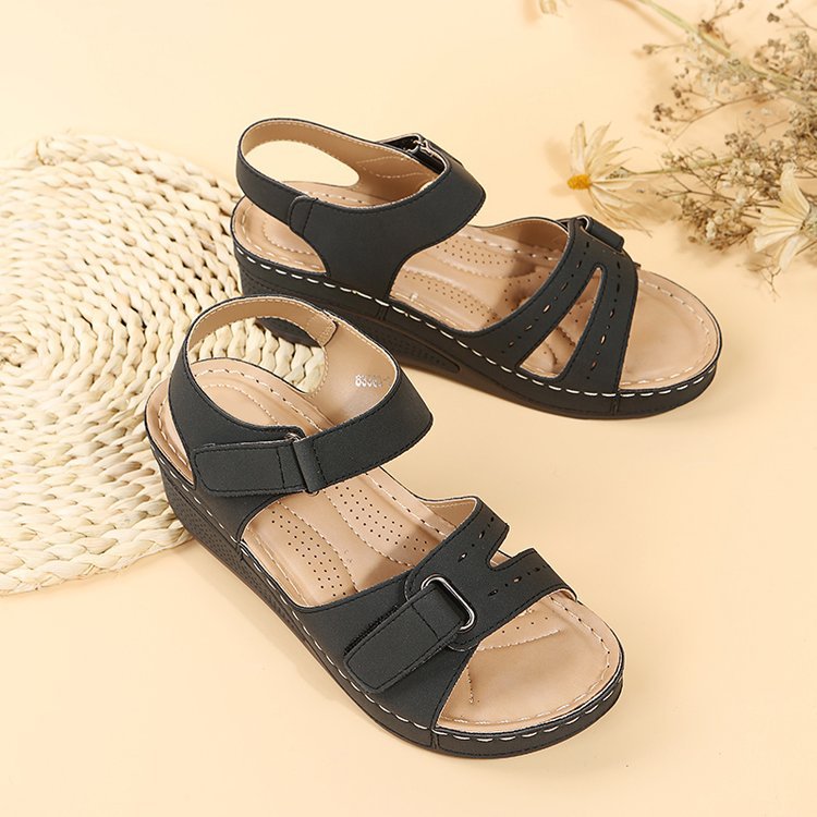 Damen Komfortable Keilsandalen mit verstellbaren Riemen und anatomischem Fußbett EB