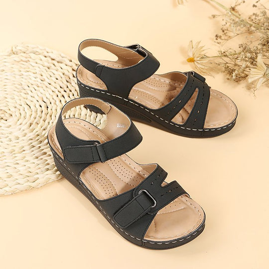 Damen Komfortable Keilsandalen mit verstellbaren Riemen und anatomischem Fußbett EB