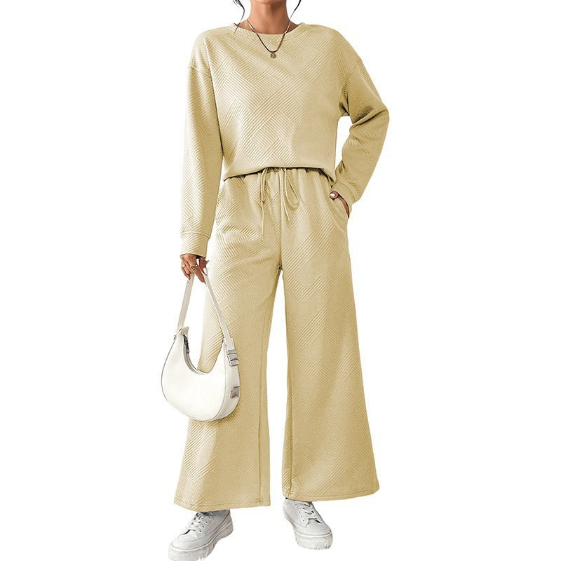 Damen Lässiges Sweater-Set mit weitem Schnitt und praktischen Bindegürteln EB