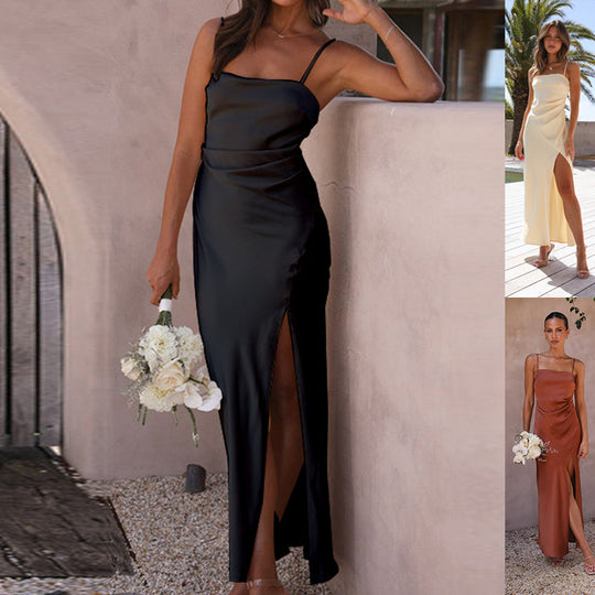 Damen Elegantes Maxikleid mit schmalem Schnitt und seitlichem Schlitz EB