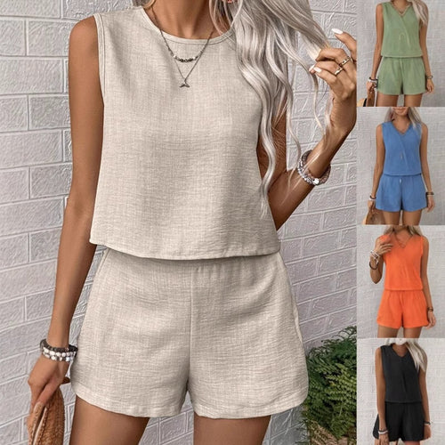 Damen lässiges Shorts-Set aus leichtem, atmungsaktivem Stoff EB