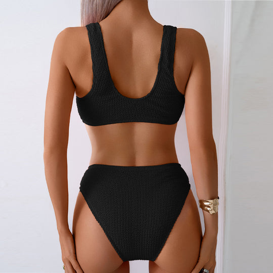 Damen Strukturierter Bikini mit modischer Knotendetail EB