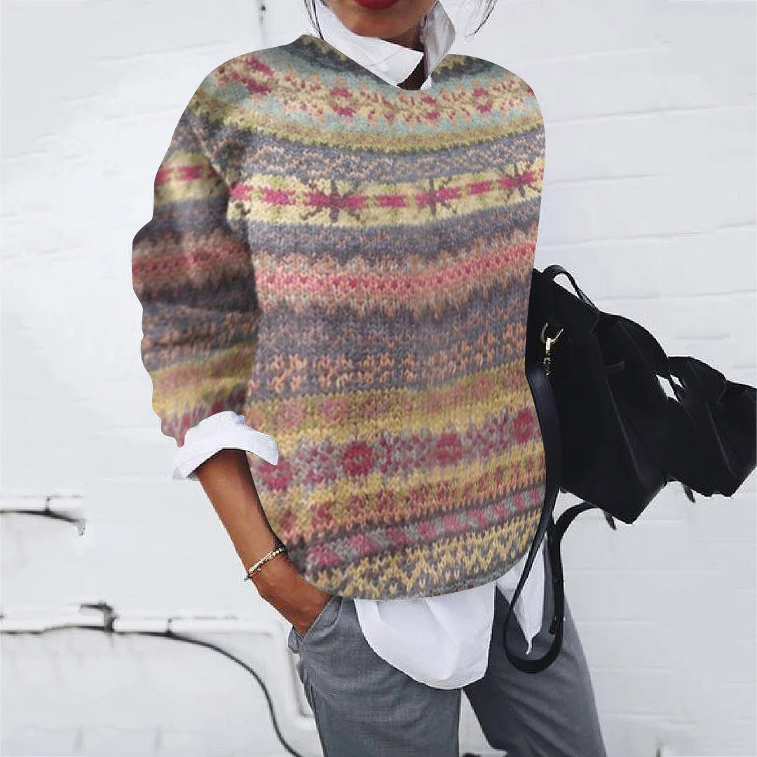 Damen Gemusterter Pullover mit modernem Strickdesign EB