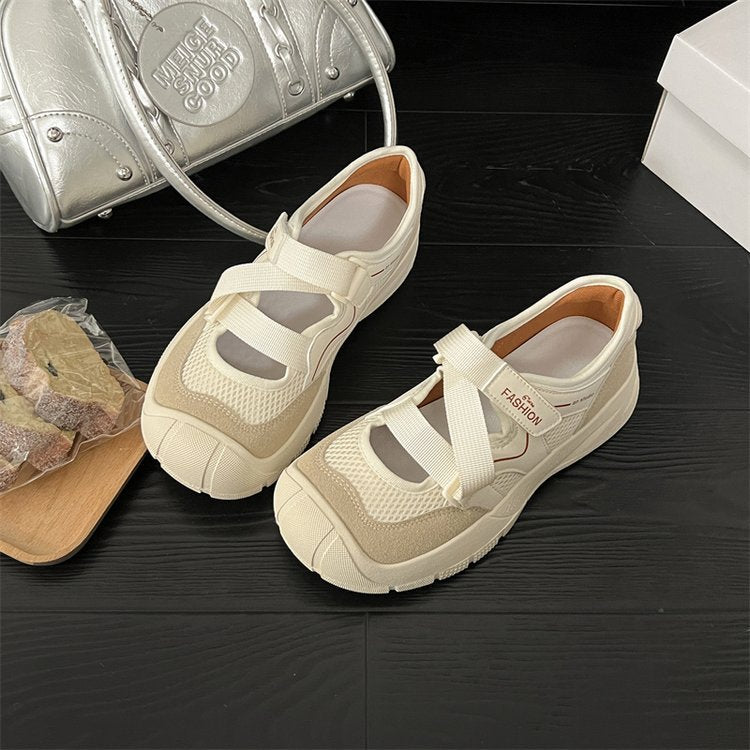 Damen modische Sneaker mit einzigartigem Riemchendesign und atmungsaktiver Oberflächenstruktur EB