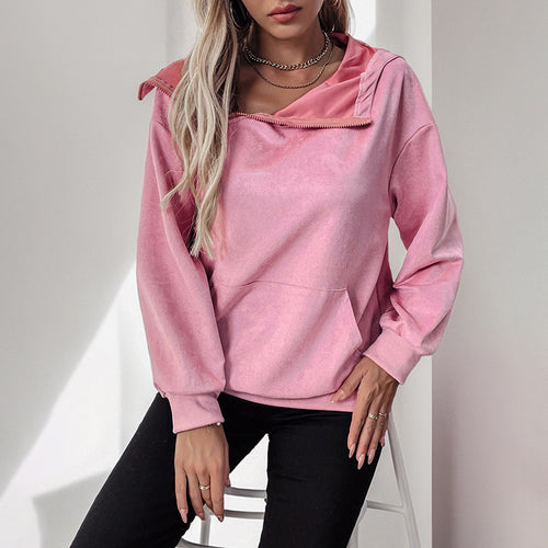 Damen lässiger Hoodie mit Kängurutasche EB
