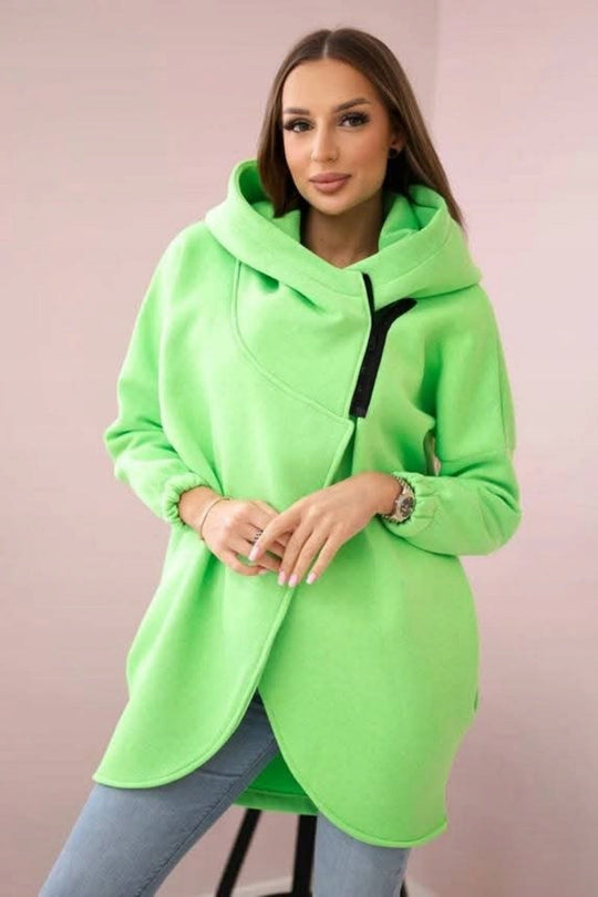 EB | Asymmetrische Reißverschluss Kapuzenfleece Sweatjacke