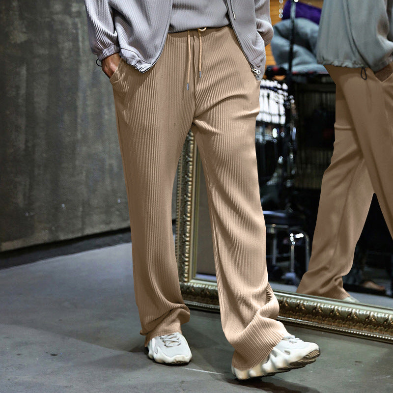 Herren nan locker geschnittene Plissee-Hose mit Tunnelzug und weitem Bein EB