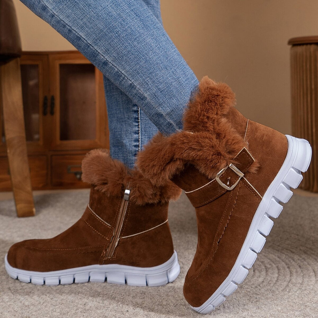 Damen Winterboots mit kuscheligem Kunstfellkragen und rutschfester Sohle EB