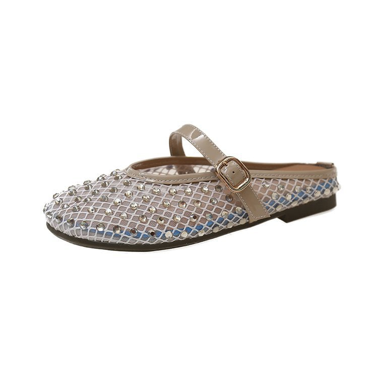 Damen Modische Ballerinas mit Netzdesign und Dekorativen Riemchen EB