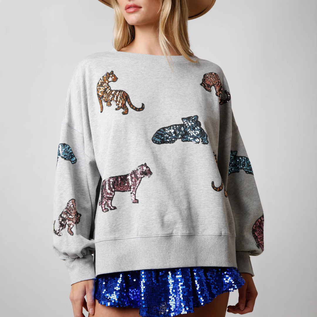 Damen Pullover mit glamourösen Tierapplikationen EB
