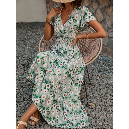 Damen Stufenmaxikleid mit floralem Muster EB