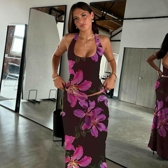 Damen Elegantes Maxikleid mit verführerischem Halterneck EB