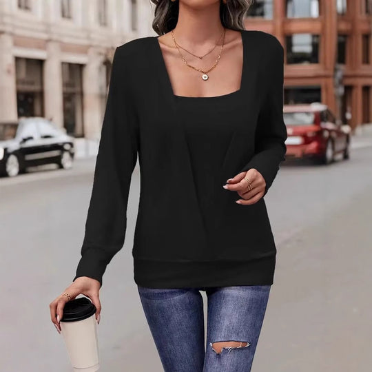 Damen Lässiger V-Ausschnitt Pullover mit asymmetrischem Design EB