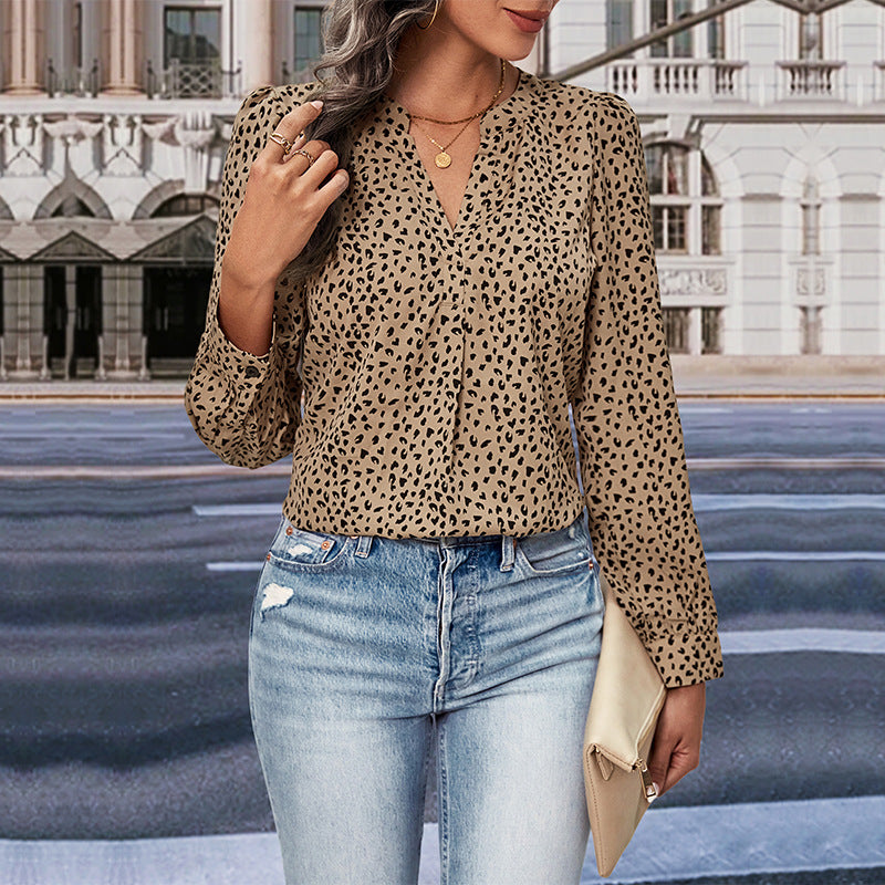 Damen Chiffonbluse mit trendigem Punktmuster und lässigem Schnitt EB