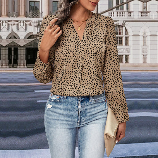 Damen Chiffonbluse mit trendigem Punktmuster und lässigem Schnitt EB