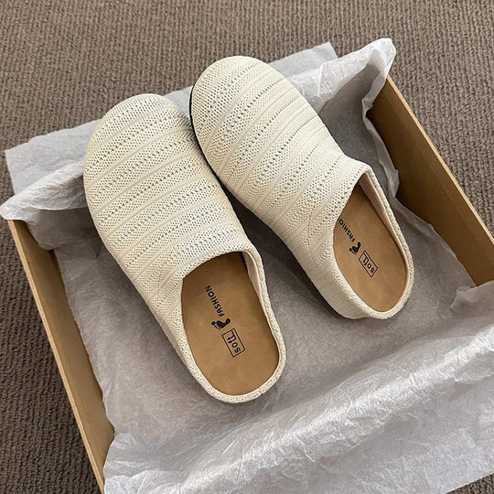 Damen bequeme Slipper aus atmungsaktivem Textilmaterial EB