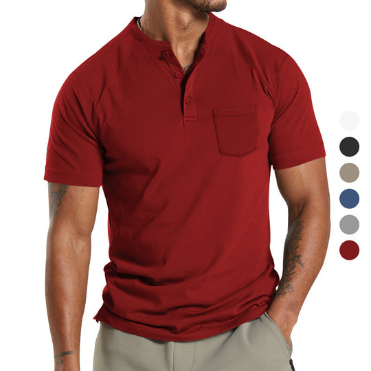 Herren Kurzarm Henley-Shirt mit praktischem Knopfdetail EB