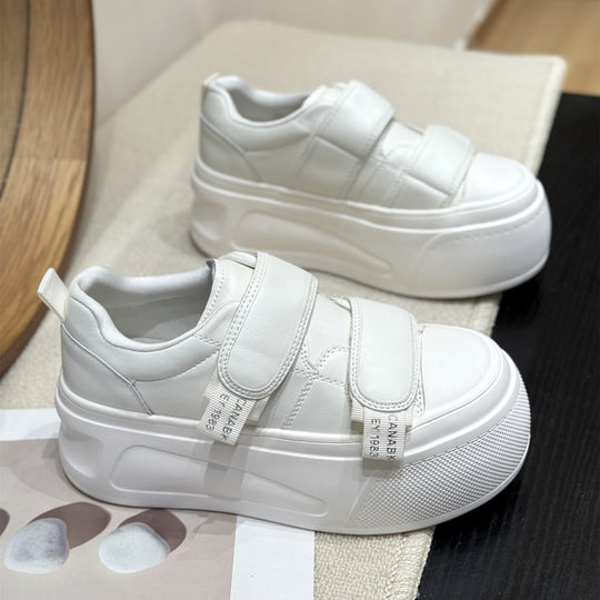 Damen Sneakers mit doppeltem Klettverschluss und hohen Plateau-Heel EB
