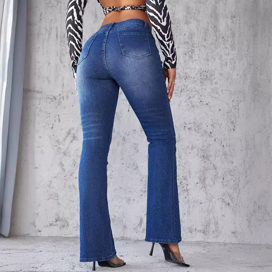 Damen Flared Jeans mit hohem Bund und vintage Charakter EB