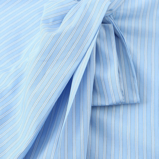 Damen Hemdblusenshirt mit dekorativer Schleife und eleganter Streifenoptik EB