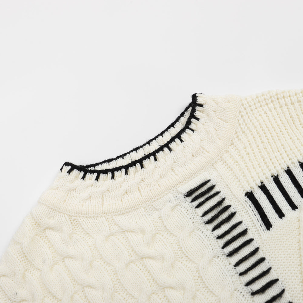 Damen lässiger Strickpullover mit grafischem Muster EB