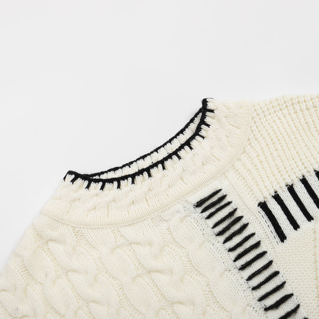 Damen lässiger Strickpullover mit grafischem Muster EB