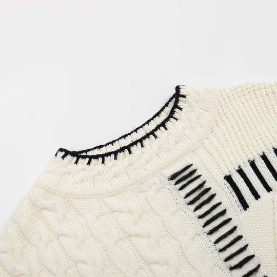 Damen lässiger Strickpullover mit grafischem Muster EB