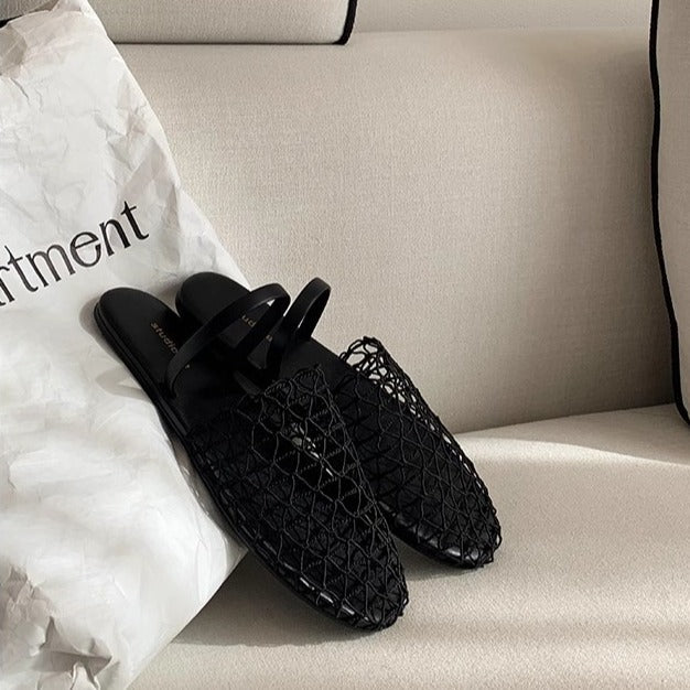 Damen offene Mules mit netzartigem Design und komfortablem Fußbett EB