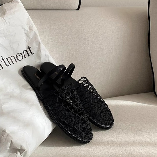 Damen offene Mules mit netzartigem Design und komfortablem Fußbett EB