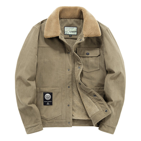 Herren Cordjacke mit Teddyfutter und Druckknopfleiste EB
