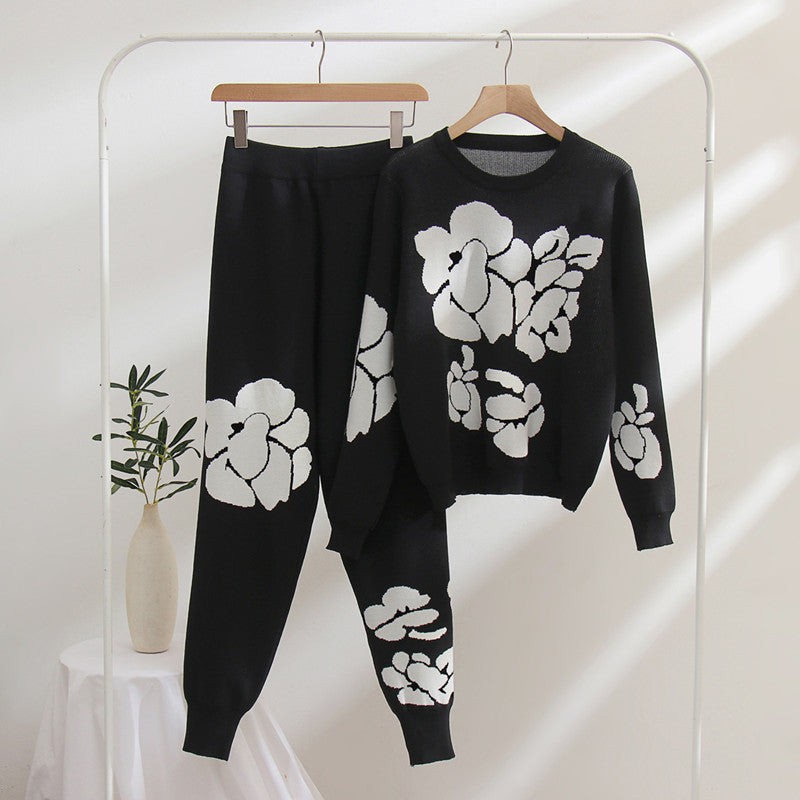 Damen Strickanzug mit floralen Designs EB