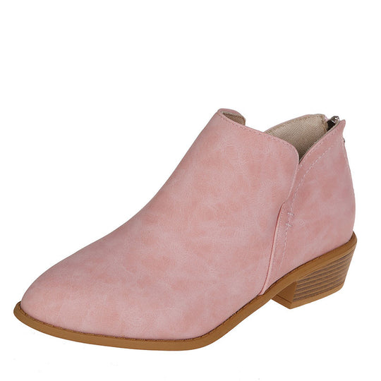 Damen nan spitz zulaufende Schlupf-Ankleboots mit kleinem Blockabsatz und ergonomischem Komfortfußbett EB
