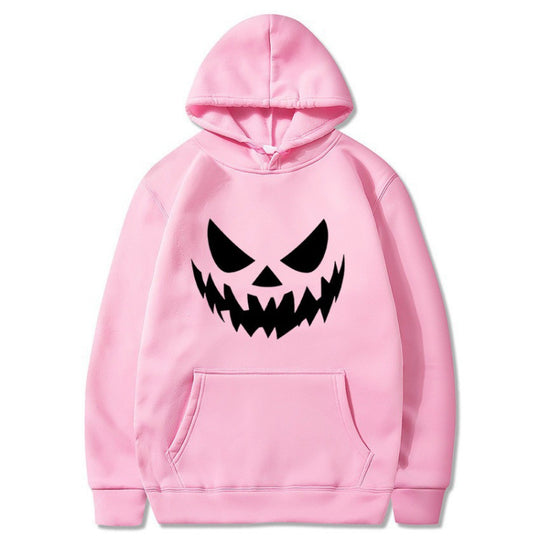 Unisex nan Kapuzenpullover mit gruseligem Kürbisgesicht-Print und Oversize Kängurutasche EB