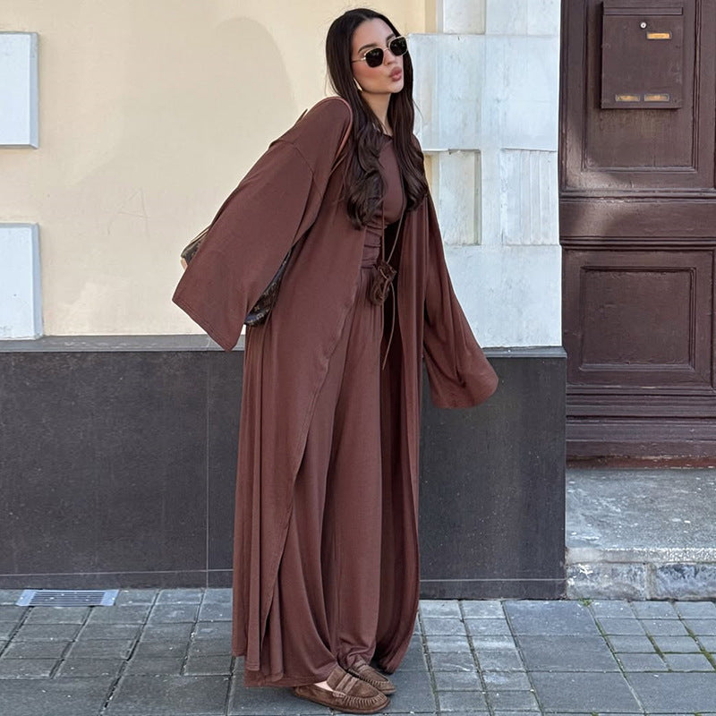 Damen weiter geschnittenes Jumpsuit-Set mit lässigen Ärmeln EB