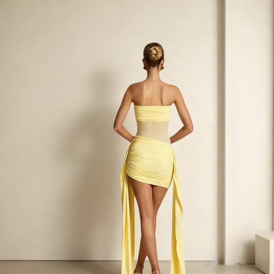 Damen Badeanzug mit schulterfreiem Design und eleganter Drapierung EB
