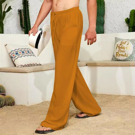 Herren nan weite Leinenhose mit Tunnelzug, aufgesetzten Seitentaschen und Relaxed-Fit Eichborn Berlin