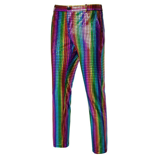 Herren nan Slim-Fit Anzughose mit glänzender Paillettenoptik und feinem Karomuster EB