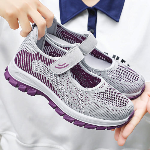 Damen Sportliche Ballerinas mit Klettverschluss und atmungsaktivem Obermaterial EB